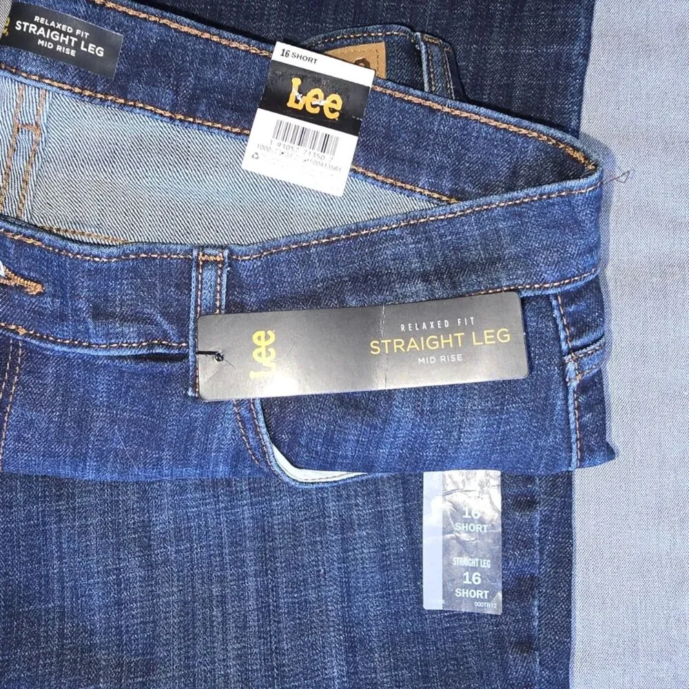 NWT Lee Women's Relaxed Fit Straight Leg Jean Mid Rise 16 Short Bewitched Blue - Picture 5 of 9